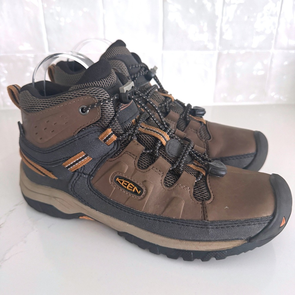 Keen Targhee Mid Hiking Boots Kids Size 4 Brown Waterproof Leather Trail Unisex